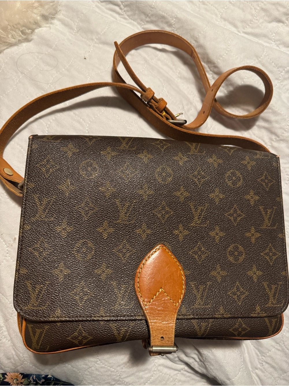 Louis Vuitton Cartouchière Monogram Crossbody in Brown and Tan